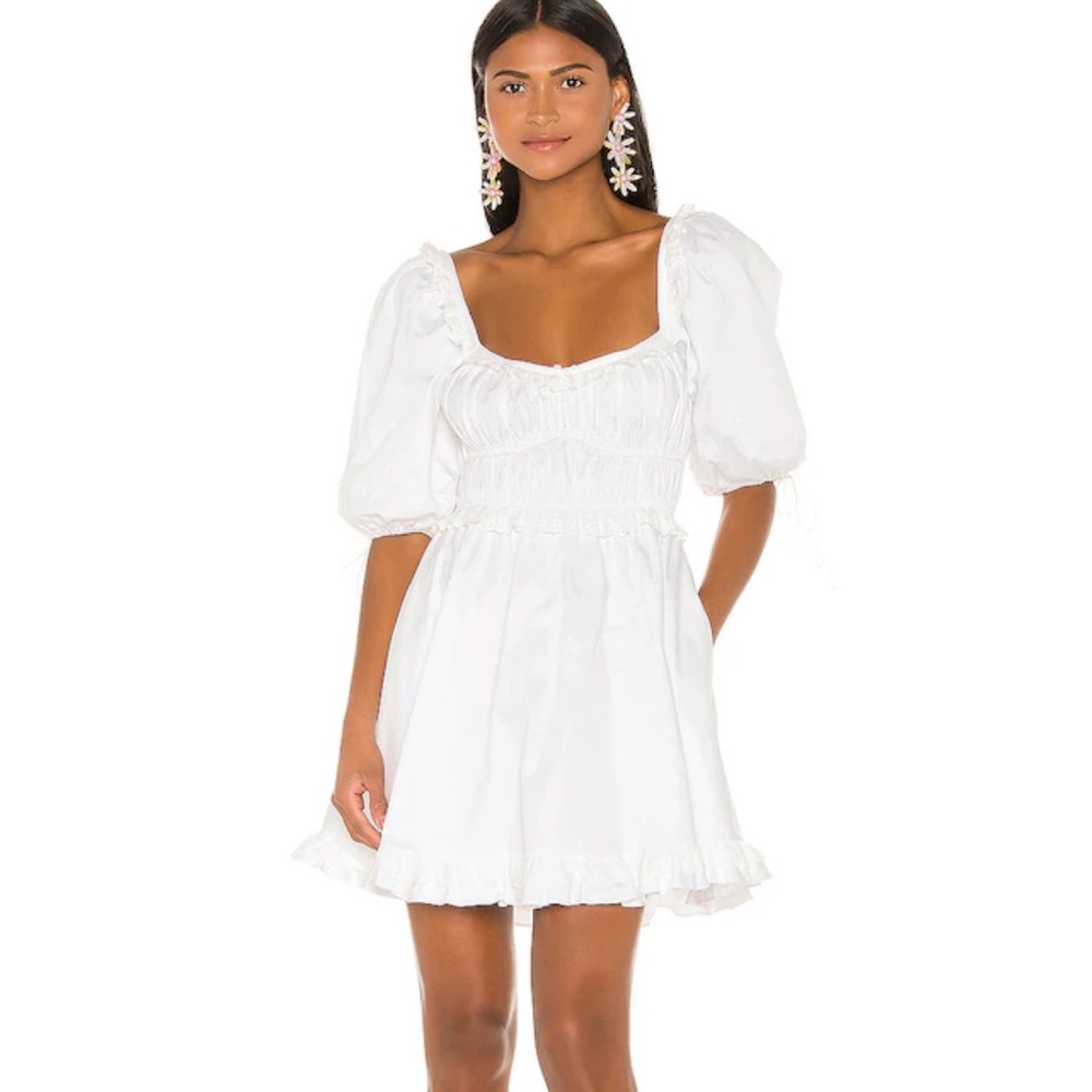 For Love and Lemons White Dress - Jackson Mini Dress in Ivory